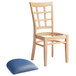Lancaster Table & Seating Natural Wooden Window Back Chair with 2 1/2" Navy Padded Seat Main Thumbnail 5