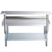 A Regency stainless steel equipment stand with a stainless steel work surface and galvanized undershelf.