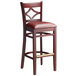 Lancaster Table & Seating Mahogany Diamond Back Bar Height Chair with 2 1/2" Burgundy Padded Seat Main Thumbnail 3