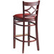 Lancaster Table & Seating Mahogany Diamond Back Bar Height Chair with 2 1/2" Burgundy Padded Seat Main Thumbnail 4