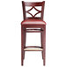Lancaster Table & Seating Mahogany Diamond Back Bar Height Chair with 2 1/2" Burgundy Padded Seat Main Thumbnail 6