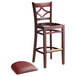 Lancaster Table & Seating Mahogany Diamond Back Bar Height Chair with 2 1/2" Burgundy Padded Seat Main Thumbnail 5