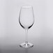 A close up of a clear Lucaris Cabernet wine glass.