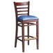 Lancaster Table & Seating Mahogany Ladder Back Bar Height Chair with Navy Padded Seat Main Thumbnail 3