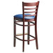 Lancaster Table & Seating Mahogany Ladder Back Bar Height Chair with Navy Padded Seat Main Thumbnail 4