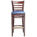Lancaster Table & Seating Mahogany Ladder Back Bar Height Chair with Navy Padded Seat Main Thumbnail 6