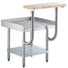 A Regency stainless steel equipment stand with a wooden top.