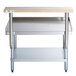 A Regency stainless steel equipment stand with a galvanized shelf on top.