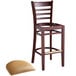 Lancaster Table & Seating Mahogany Ladder Back Bar Height Chair with Light Brown Padded Seat Main Thumbnail 5