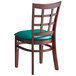 Lancaster Table & Seating Mahogany Wooden Window Back Chair with 2 1/2" Green Padded Seat Main Thumbnail 4