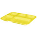 A yellow fiberglass tray with five compartments.