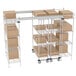 Metro Super Erecta chrome top-track shelving with boxes on the shelves.