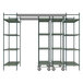 A black metal Metro Top-Track shelving unit with shelves.
