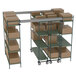 A Metro Super Erecta Pro top-track shelving unit with brown boxes on the shelves.