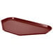 A burgundy fiberglass trapezoid tray with a handle.