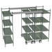 A metal Metro top-track shelving unit with four shelves.