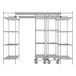 A chrome Metro top-track shelving unit with wheels.