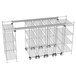 A wireframe of a Metro Top-Track shelving system with wheels and shelves.