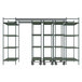 A Metro metal shelving unit on wheels with shelves.