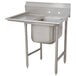 A stainless steel Advance Tabco sink with one left drainboard.