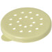 A white plastic Carlisle shaker lid with holes.