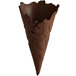 A brown Konery waffle cone with a pattern on it.