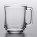 A clear glass Duralex Lys mug with a handle.