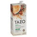 A carton of Tazo Decaf Chai Tea Latte Concentrate with a picture of a cup of tea.