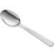 A close-up of a silver American Metalcraft Vintage solid spoon with a hammered handle.