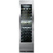 A Perlick stainless steel wine refrigerator with a full glass door filled with wine bottles.
