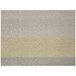A metallic mesh woven vinyl placemat with a striped pattern in grey and yellow.