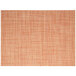 An apricot woven vinyl rectangle placemat with a basketweave design in orange and yellow.