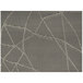 A metallic silver rectangular woven vinyl placemat with an abstract line pattern.