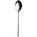 A Sola stainless steel dessert spoon with a long handle and a silver finish.
