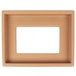 A rectangular brown dolly with a white rectangle on it.