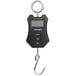 A black AvaWeigh digital hanging scale with hooks and a screen.