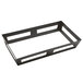 An American Metalcraft black metal rectangular griddle stand with holes.