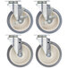 A set of four metal swivel casters for Cambro products.