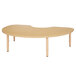 A Jonti-Craft Baltic Birch table with a half-moon shaped top and adjustable legs.