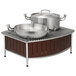 A brown Vollrath large buffet station with wire grill holding two cooking pots.