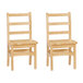 A pair of wooden Jonti-Craft Children's Ladderback chairs with wooden slats.