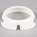 A white plastic Tablecraft salad dressing dispenser collar with maroon lettering.
