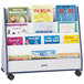 A Navy Rainbow Accents double-sided book stand filled with children's books.