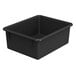 A black plastic container with white background.