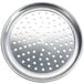 An American Metalcraft silver aluminum circular pizza pan with holes in it.