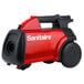 A red and black Sanitaire EXTEND canister vacuum cleaner on a white background.