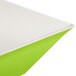 A close up of a Keylime green square melamine bowl with a white interior and lid.