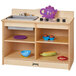 A Jonti-Craft wooden toddler kitchen play set with a sink and stove.