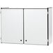A white rectangular Rainbow Accents storage cabinet with black edges.