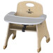 Jonti-Craft wooden high chair with a grey seat and tray.